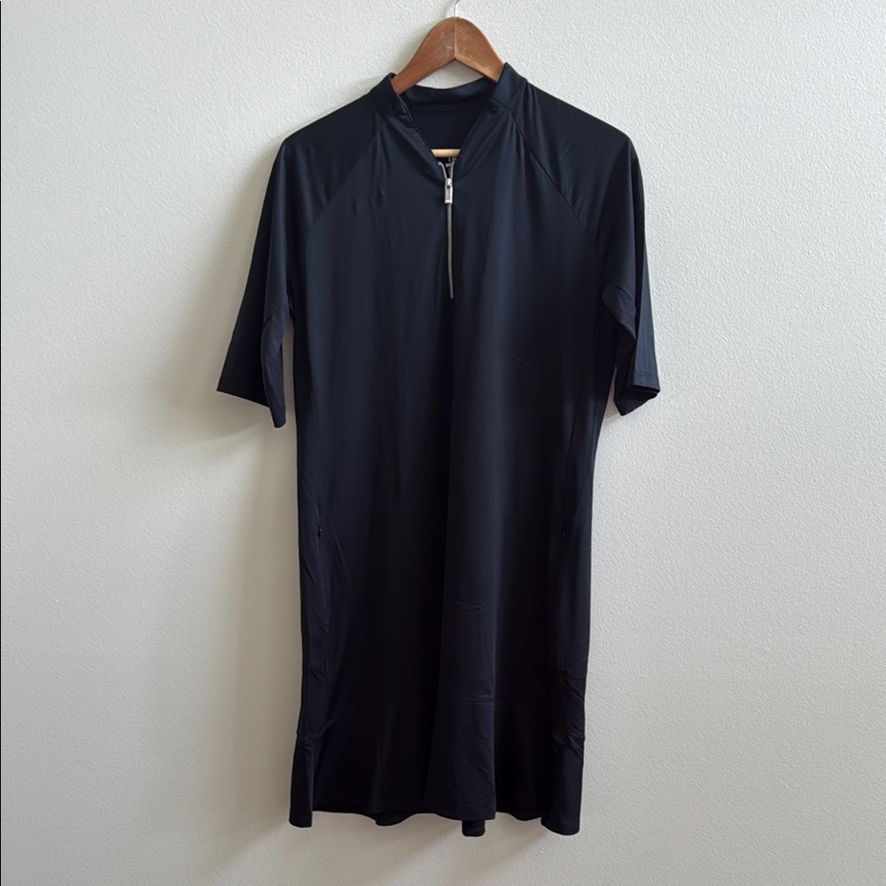 Tail Black Short-Sleeve Zip-Up Mini Dress